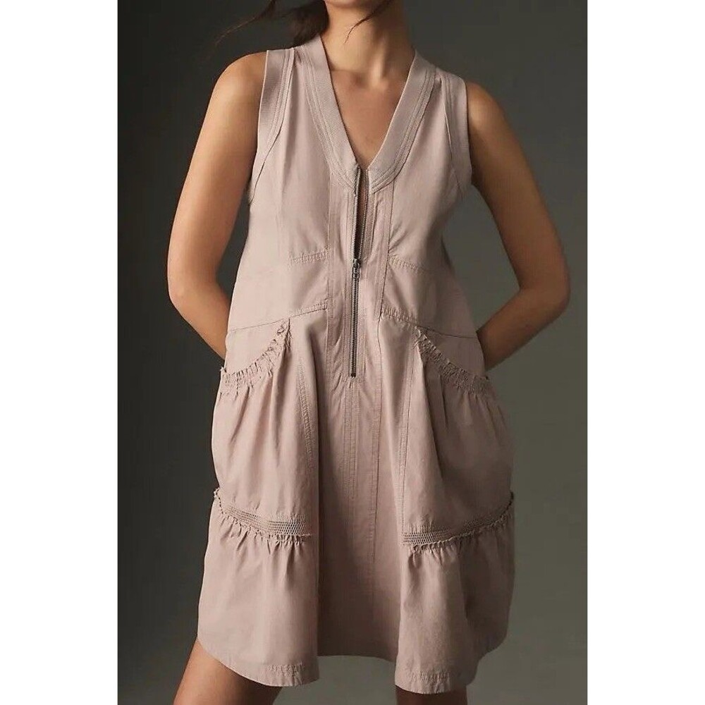 Anthropologie Daily Practice Trek Utility Dress Taupe Muted Rose Women’s S